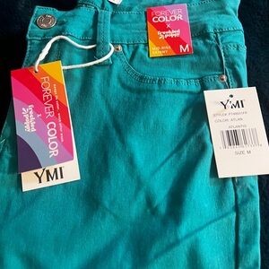 YMI Atlantis Mid-Rise Skinny Jeans Green teal blue
